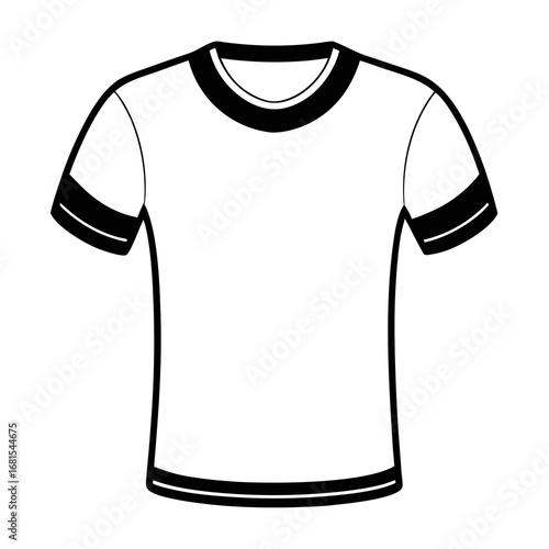 Black Silhouette Vintage Ringer T-Shirt Vector Illustration on White Background