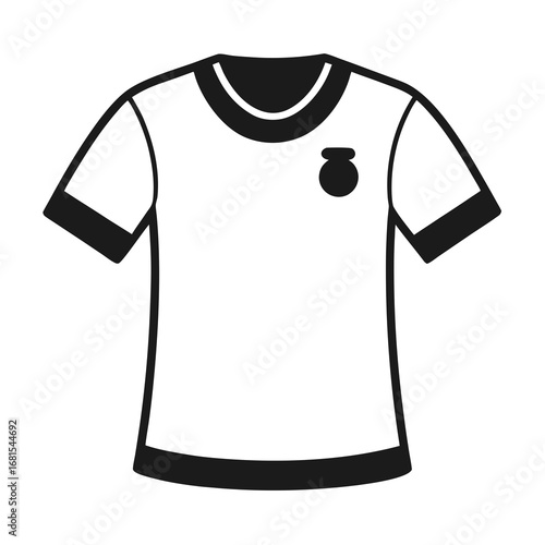 Black Silhouette Vintage Ringer T-Shirt Vector Illustration on White Background