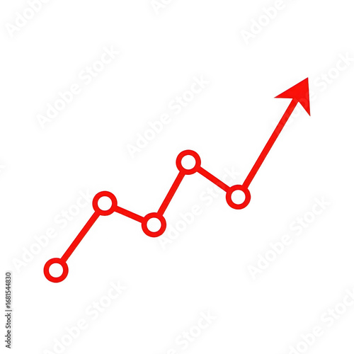 Wallpaper Mural Red line graph with circular data points trending upwards on a black background chart isolated on a transparent background Torontodigital.ca
