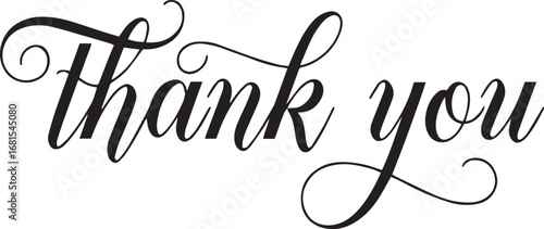 A refined calligraphy design featuring the words 'Thank You' in an elegant script, perfect for expressing gratitude on cards, invitations, or other stationery.