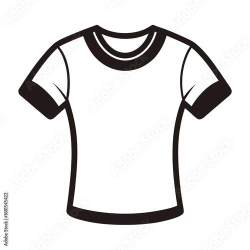 Minimalist Vintage Ringer Tee Silhouette Vector Design Isolated on White