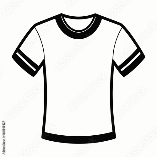 Minimalist Vintage Ringer Tee Silhouette Vector Design Isolated on White