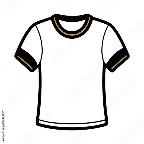 Minimalist Vintage Ringer Tee Silhouette Vector Design Isolated on White