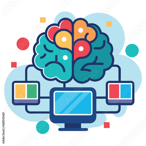 Vector illustration of a mobile phone and tablet pc with social media apps and web icons connected to the internet and cloud computing network