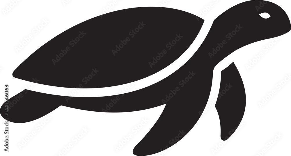 Swimming sea turtle silhouette black design, Ocean marine turtle vector ...