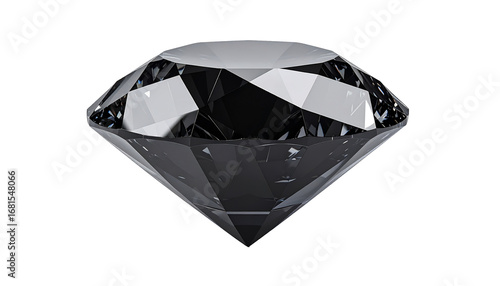 Black Diamond Carbonado Faceted Gemstone Isolated Luxury Jewel