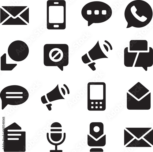Collection of communication and messaging icons email envelope