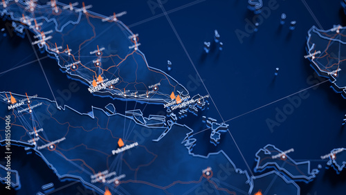 Foto Johor Bahru map big data visualization