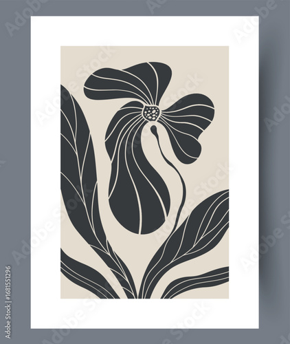 This is a beautifully Stylized Floral Art Print showcasing elegant lines and graceful curves