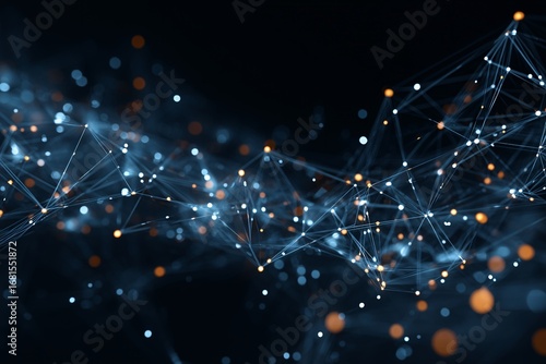 Network technology digital connection abstract background with glowing blue light and particle effect creating futuristic communication pattern for modern business concept