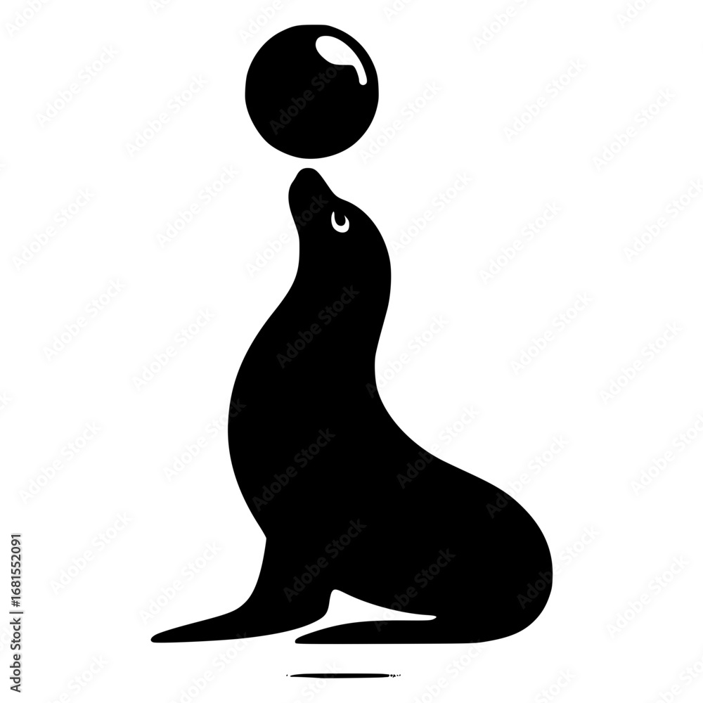 Fototapeta premium Seal juggling with a ball vector illustration image