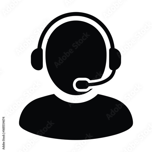 Black silhouette icon of a person wearing a headset