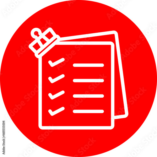 Duplicate Task Vector Line White Circle Red Icon Design