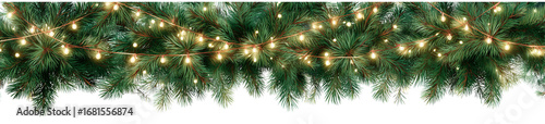 Christmas Garland with Warm Lights on a Transparent Background