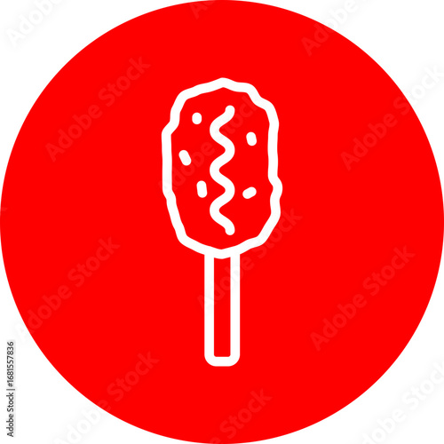 Corn Dog Vector Line White Circle Red Icon Design