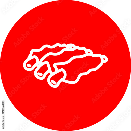 BBQ Ribs Vector Line White Circle Red Icon Design