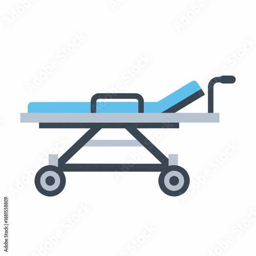 Medical Hospital Gurney Isolated with Blue Mattress Illustration