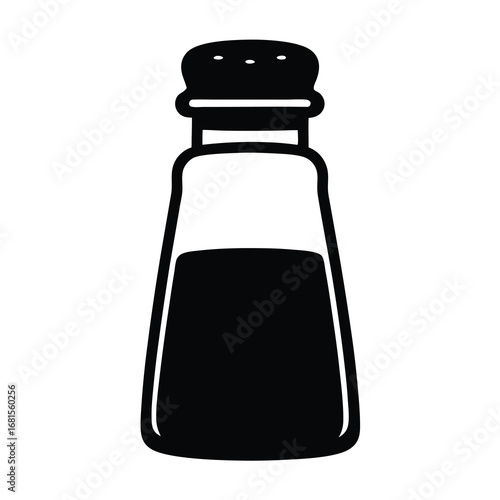 Stylized Salt Shaker Graphic Design With Black Silhouette and White Background