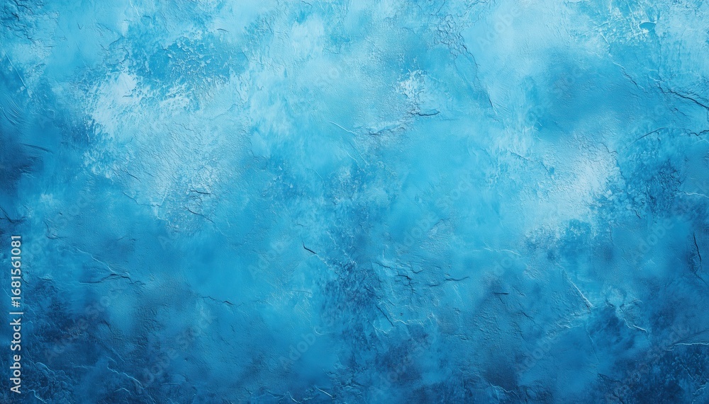 Obraz premium Handmade Rough Winter Christmas Decorative Light Blue Cyan Painted Stucco Wall Art With Abstract Grunge Style And Copy Space Available.