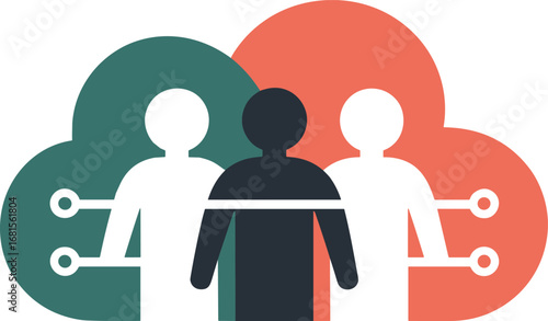 Abstract People Network Connection Silhouette on Transparent Backdrop
