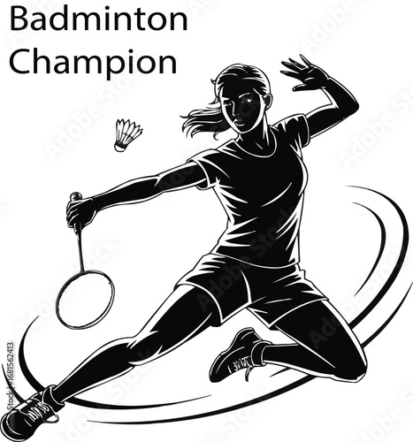 Female Badminton Player Silhouette Vector  Smash, Serve, and Rally Poses