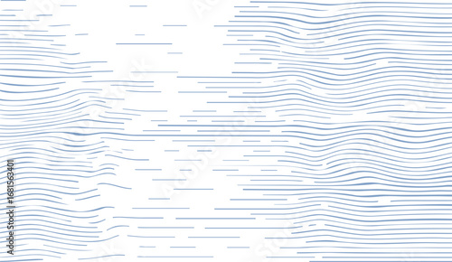 Delicate, light blue horizontal lines form a soothing, wave-like pattern against a crisp white backdrop, suggesting a fluid, organic texture ideal for minimalistic designs and backgrounds