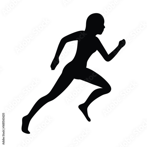 Silhouette of a female runner in motion demonstrating fitness and athleticism