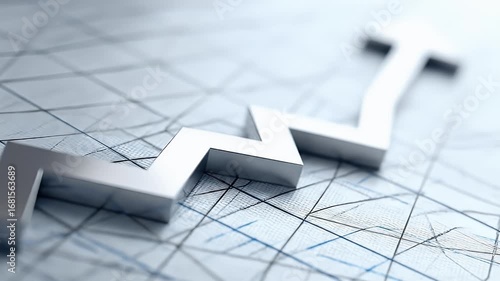 Wallpaper Mural Metallic upward trend graph on a gridded blueprint Torontodigital.ca