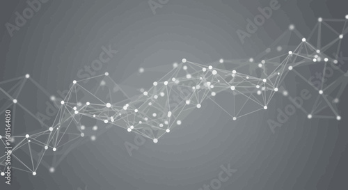 Abstract network connection structure on a gray background for technology concepts
