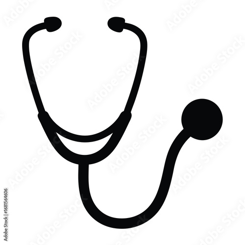 A simple black and white stethoscope illustration for medical examination purposes