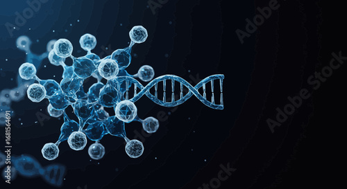 Molecular structure and dna strand in a scientific research concept design