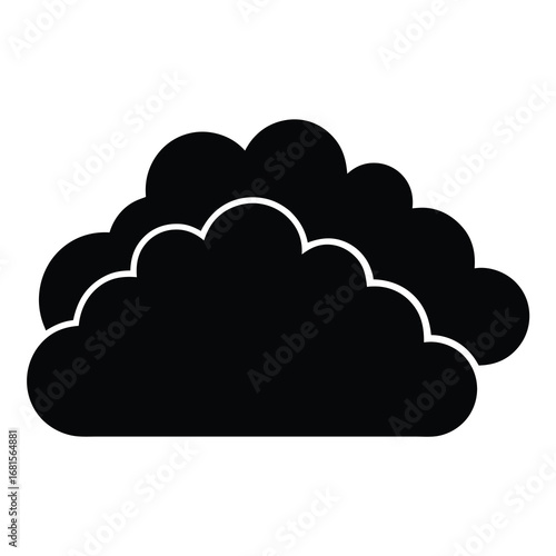 Black and white illustration of a double layered cumulus cloud shape