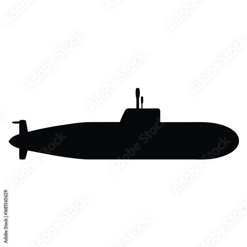 Silhouette of a submarine underwater vessel ready for deep sea exploration