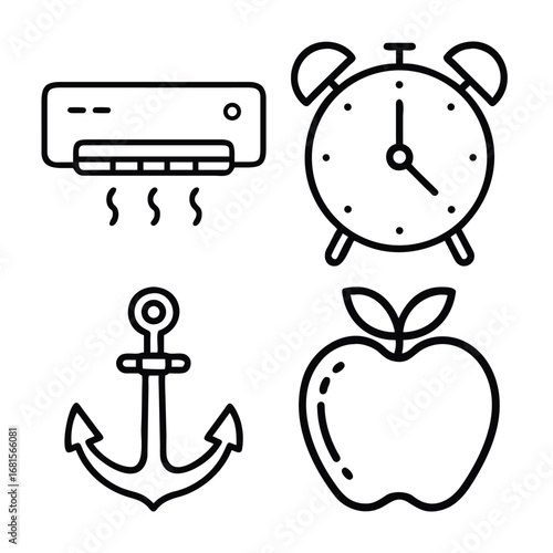 Air conditioner alarm clock anchor apple icons cooling