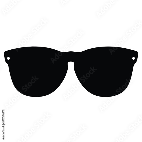 Bold black silhouette of stylish sunglasses providing eye protection from the sun