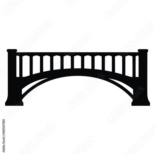 A monochrome illustration of a classic arch bridge with balustrade elements
