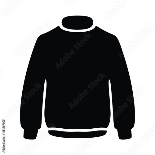 Simple black sweater silhouette with banded sleeves and a contrasting neckline