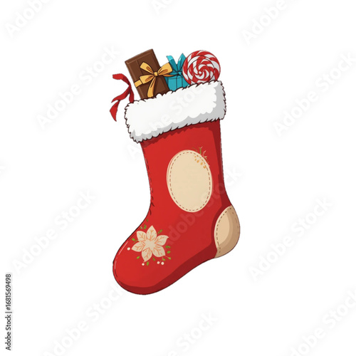 Vector illustration of red socks with Christmas theme