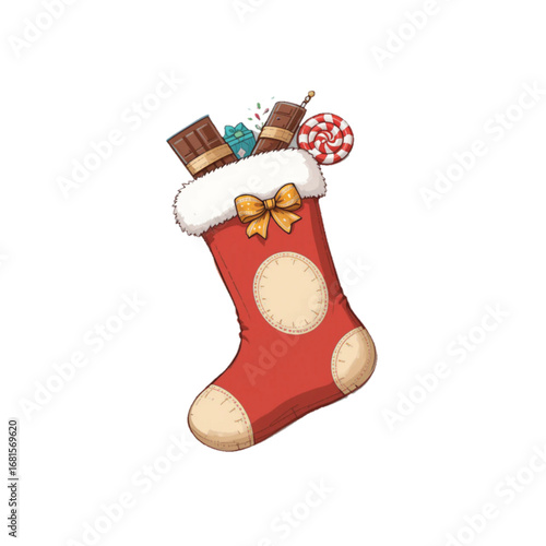 Vector illustration of red socks with Christmas theme
