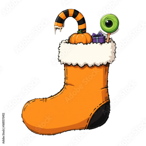 Vector illustration of orange socks with a Halloween theme 
