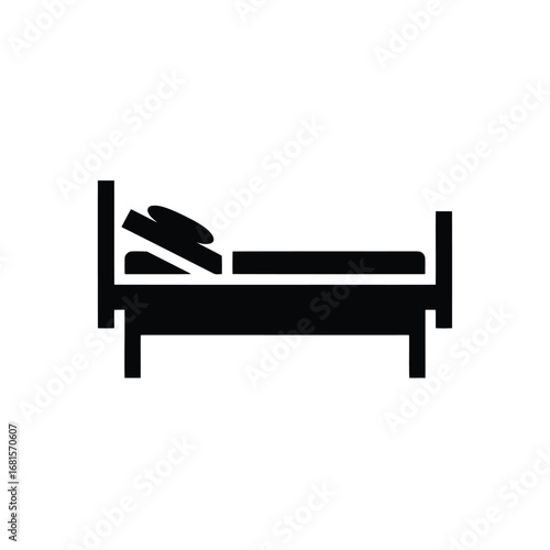 Vector illustration of bed icon for bedroom furniture and accommodation