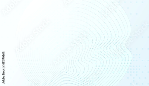 Pale cyan concentric lines gracefully ripple across a soft, white background, complemented by a subtle grid pattern for a modern, minimalist aesthetic that evokes calm