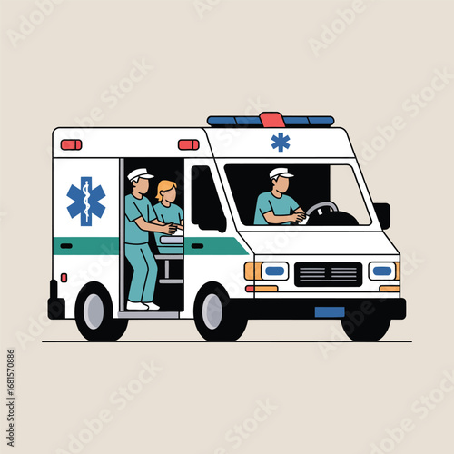 Emergency medical services ambulance with healthcare professionals ready for action
