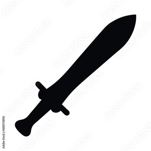 Black silhouette depiction of a medieval sword weapon with handle and blade