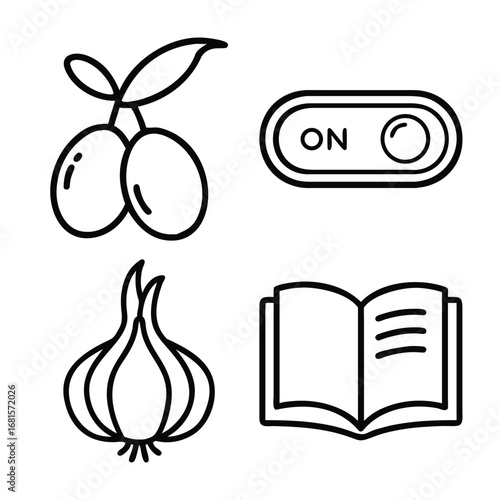 Olives garlic toggle switch open book vector
