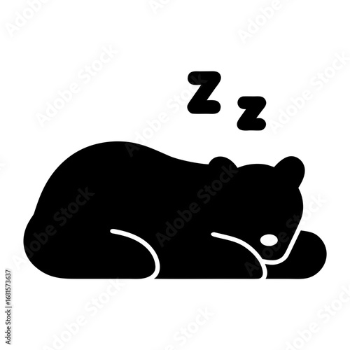 Cute sleeping bear silhouette with zzz symbols silhouette