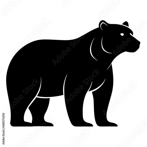 Standing grizzly bear silhouette facing right side