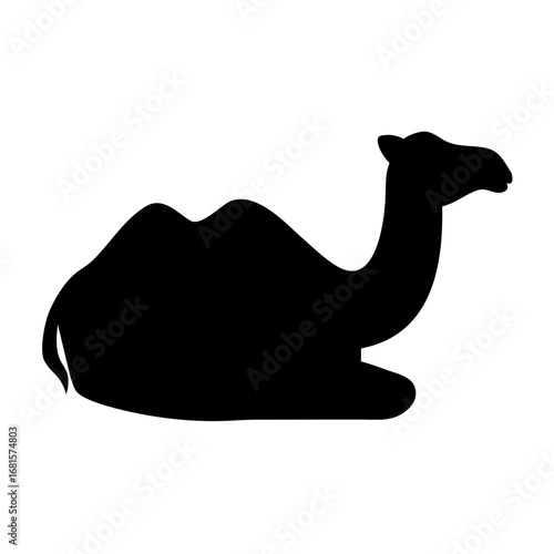 Sitting dromedary camel silhouette