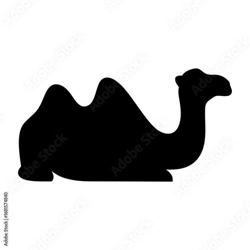 Black silhouette of a dromedary camel on white background silhouette