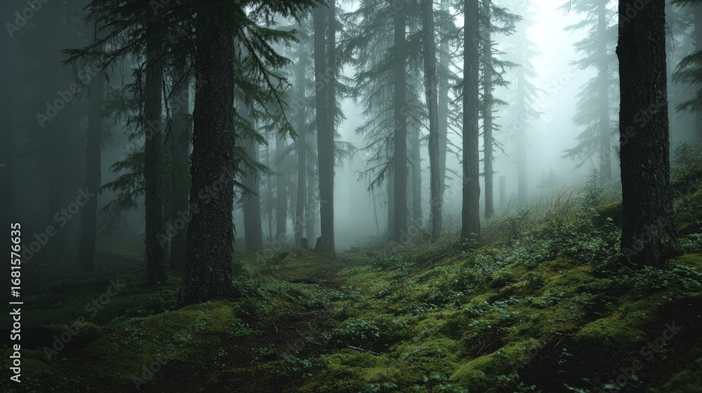 Obraz premium Misty forest path